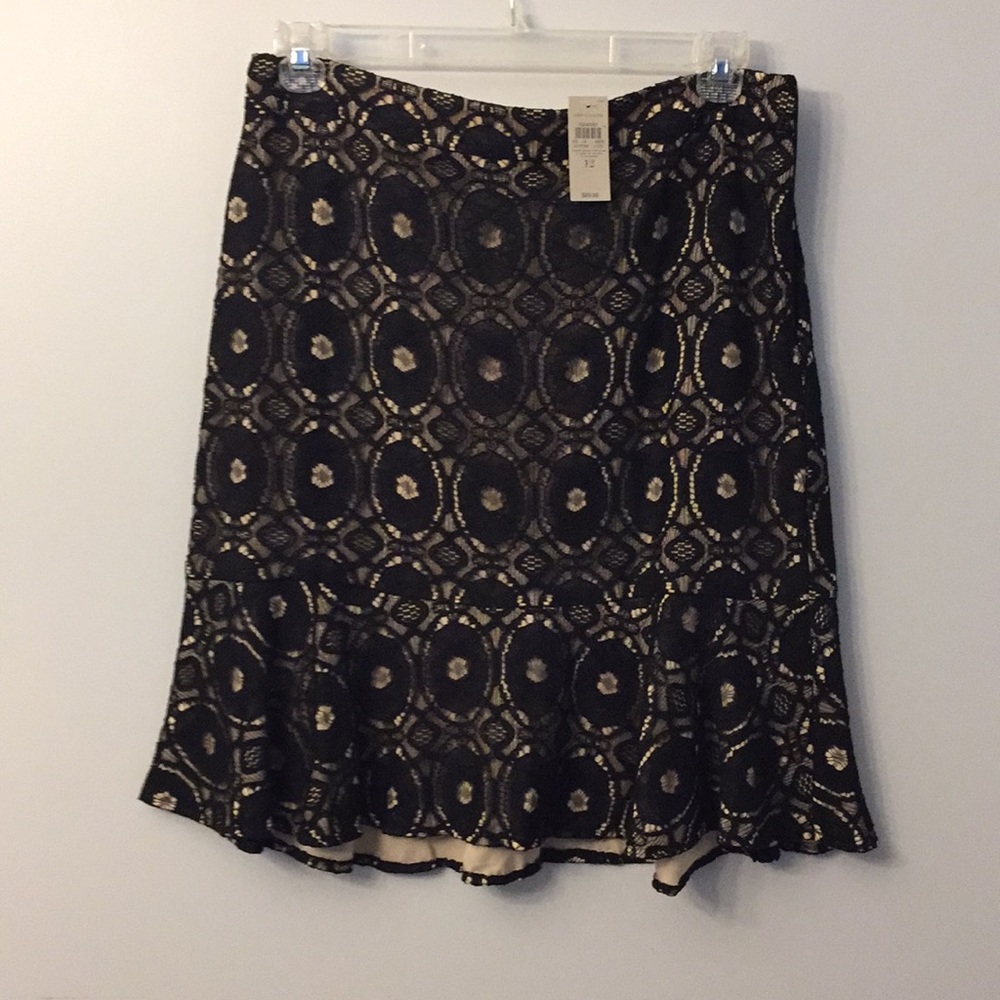 Ann Taylor black and gold lace skirt NWT.